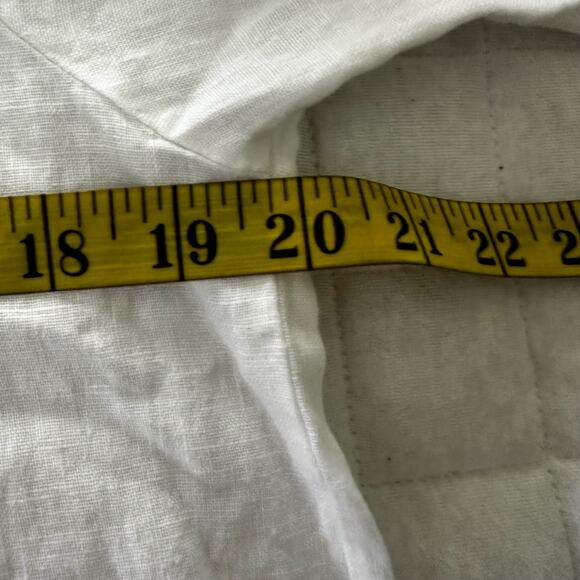 TERZO MILLENNIO Womens Top Medium White Linen Crochet Trim Summer Made in Italy - Picture 8 of 11